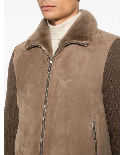 Moorer Brown Zip Jacket for men