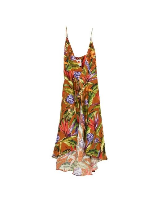 Farm Rio Metallic Floral-Print Midi Dress