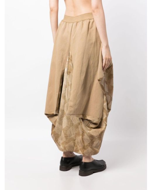 Falda larga drapeada en jacquard Uma Wang de color Natural