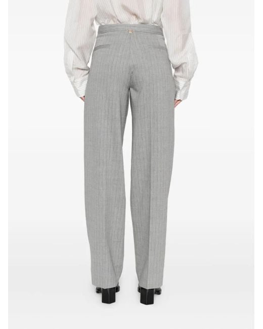 Twinset Gray Pinstriped Pleated Trousers