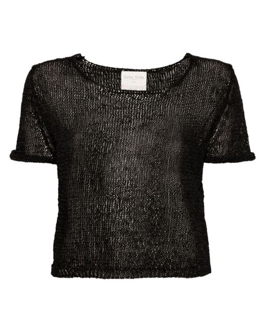 Forte Forte Black Open-knit Crop T-shirt