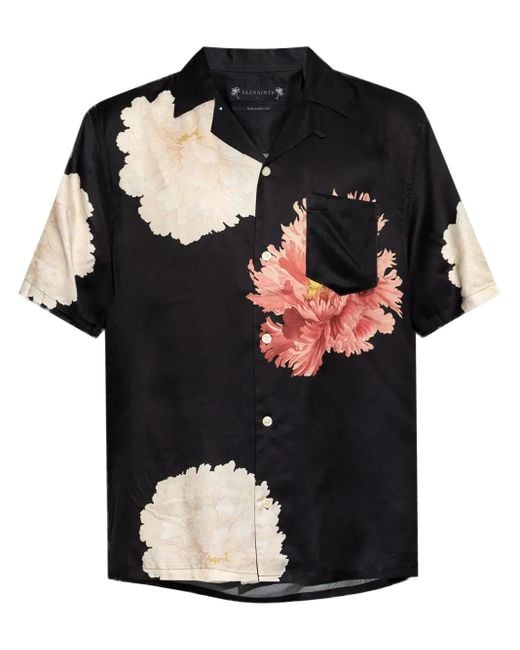 AllSaints Black Fleur Shirt for men