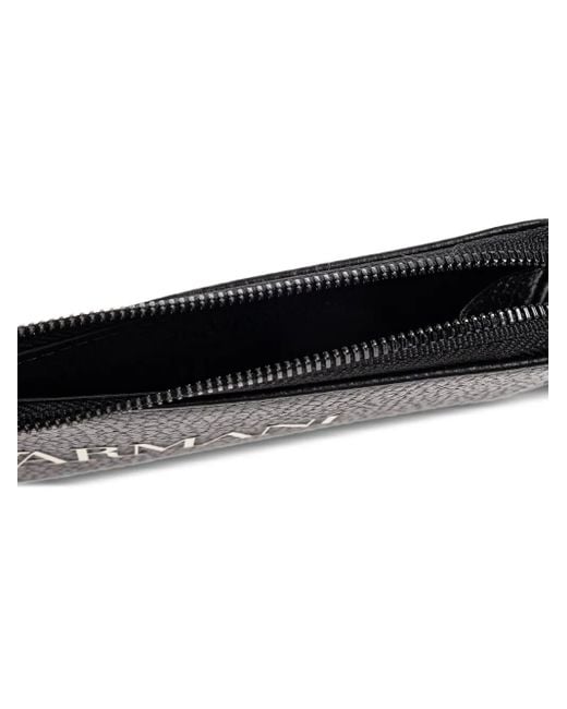 Emporio Armani Black Logo-Plaque Zip-Around Cardholder for men