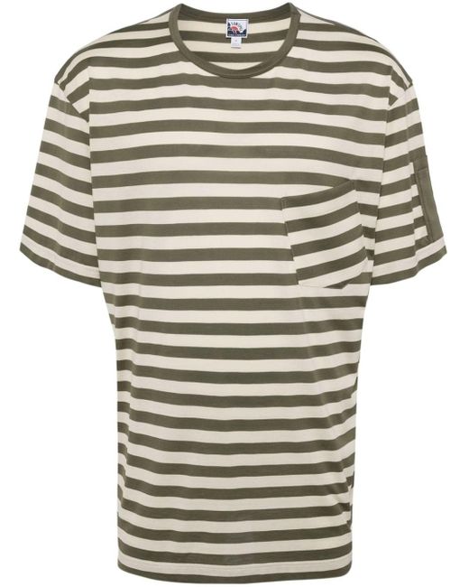 Sunspel Gray X Nigel Cabourn Striped Cotton T-shirt for men