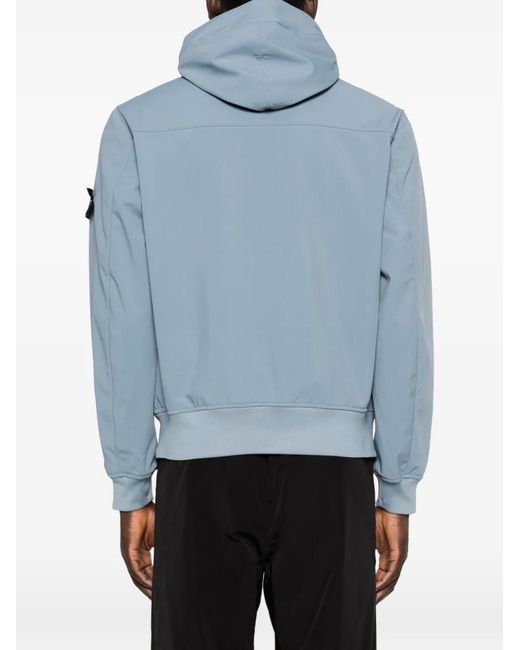 Chaqueta Con Capucha Y Parche Del Logo Stone Island de hombre de color Blue