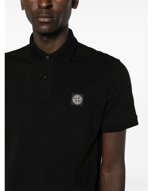 Stone Island Poloshirt Met Compass-logopatch in het Black voor heren