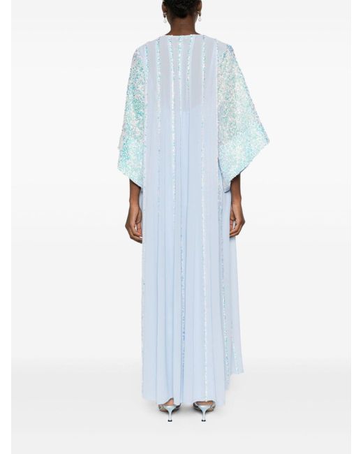 Baruni Blue Jasmine Sequin-embellished Cape Dress