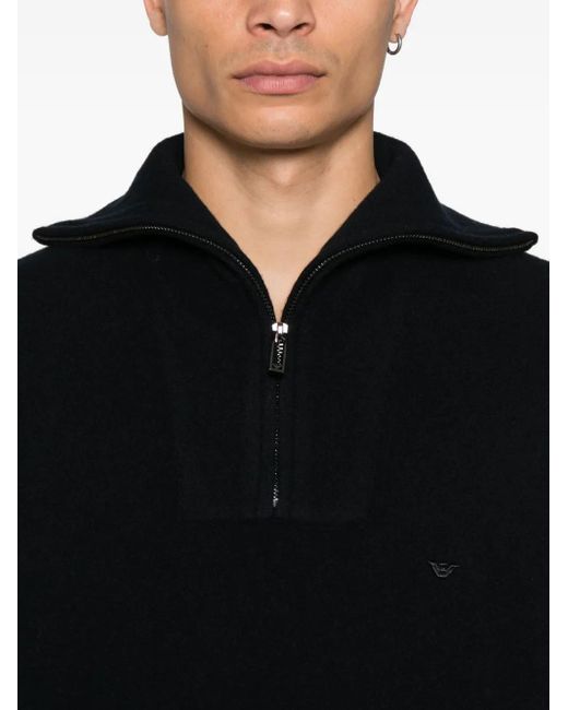メンズ Emporio Armani ハーフジップ セーター Black