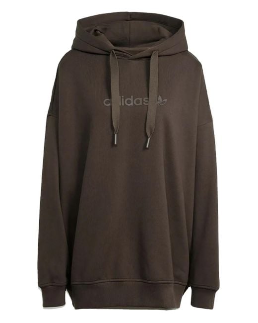Adidas Brown Logo Long-Sleeves Cotton Hoodie