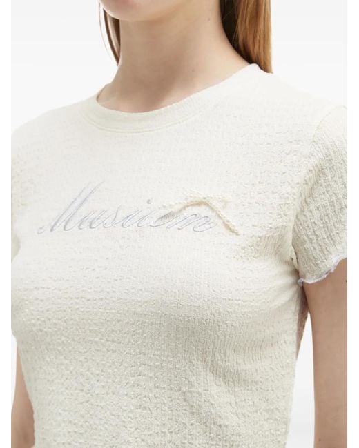 Musium Div. White Logo-Embroidered Crop Top