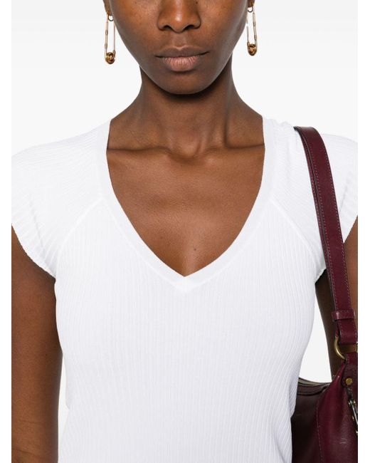 IRO White Theanne Ribbed-knit Top