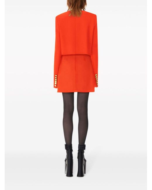 Nina Ricci Orange Collarless Cropped Wool Jacket