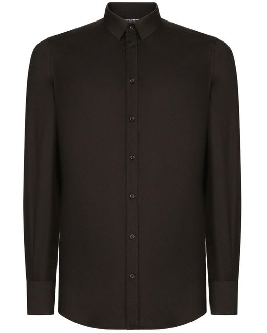 Dolce & Gabbana Black Long-sleeve Cotton-blend Shirt for men