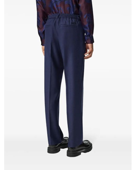 Versace Blue Wool Tailored Trousers for men