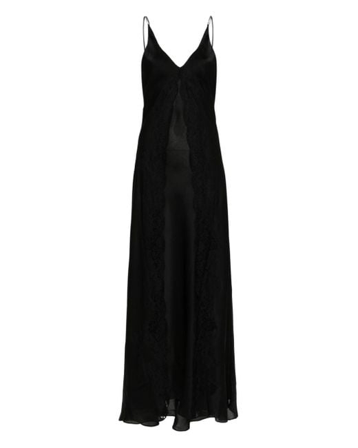 Carine Gilson Black Lace-detail Silk Nightdress