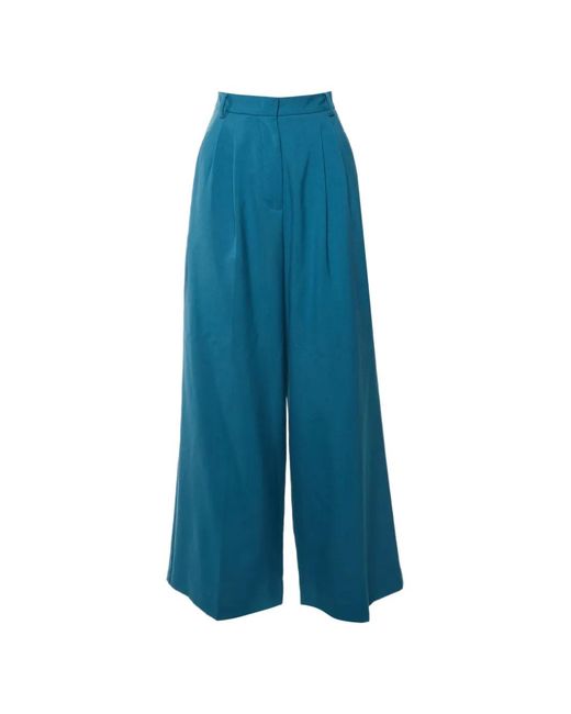 Weekend by Maxmara Blue Straight-Leg Wool Trousers