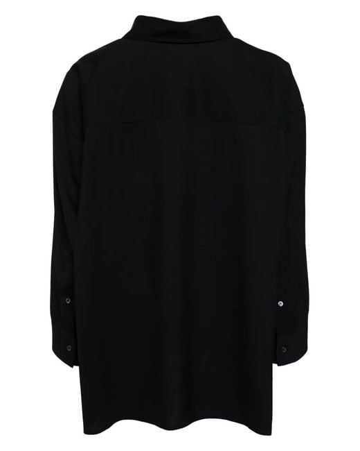 DARKPARK Black Button-Up Wool Polo Top