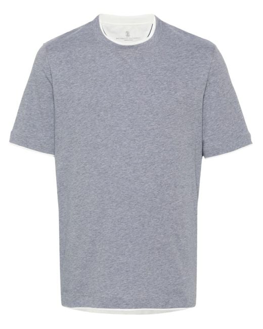Brunello Cucinelli Katoenen T-shirt Met Imitatielaag in het Gray voor heren