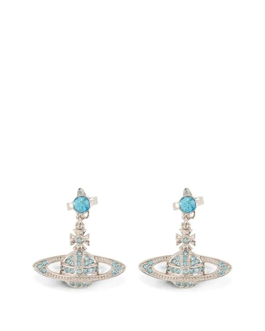 Vivienne Westwood White Mini Relief Orb Drop Earrings