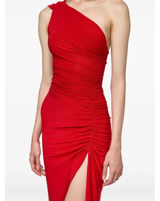 Atu Body Couture Red One-Shoulder Ruched Maxi Dress