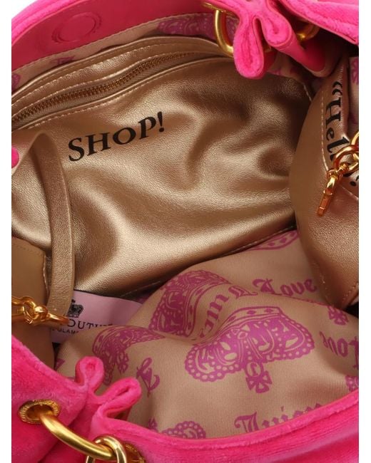 Juicy Couture Pink Daydreamer Crest Velour Tote Bag