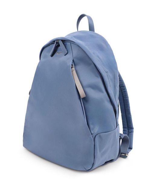 Agnes B. Blue Zipped Leather Backpack