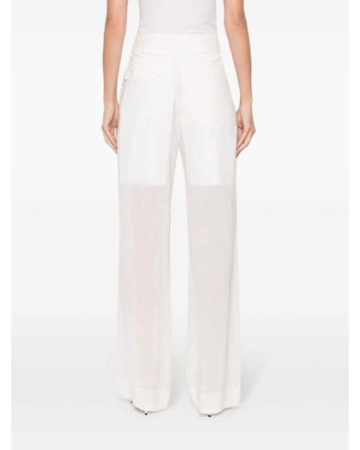 Victoria Beckham White Semi-sheer Straight-leg Trousers