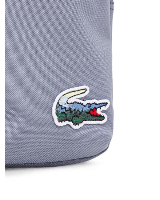 Lacoste Blue Landscape Crocodile Logo-Patch Bag for men