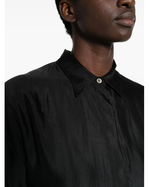 Forte_forte Black Long-Sleeve Silk Blend Shirt