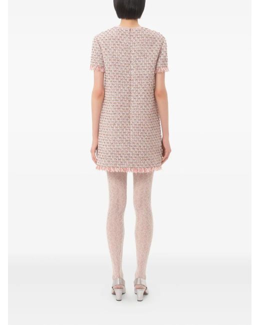 Valentino Garavani Pink Embellished-Button Tweed Mini Dress