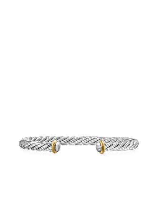 David Yurman White 14Kt And Sterling Cable Cuff Bracelet (6Mm) for men