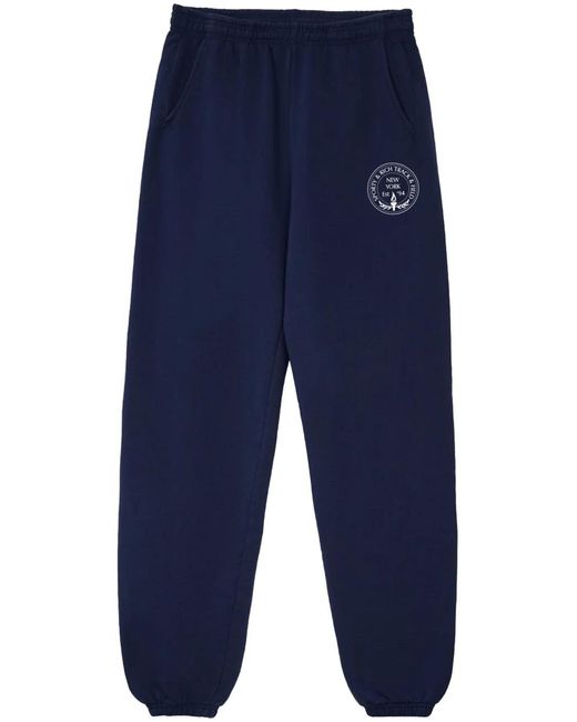 Sporty & Rich Blue Central Park Cotton Track Pants