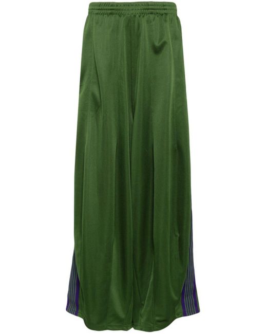 Needles Green Embroidered Side-Stripe Track Pants for men