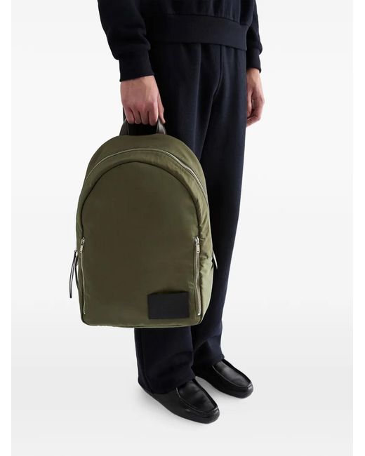 Jil Sander Green Logo-Patch Zipped Backpack for men