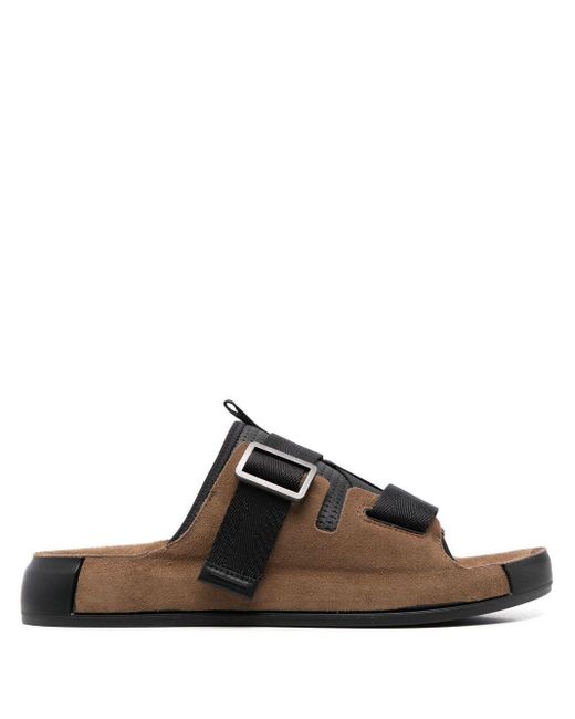 Stone Island Shadow Project Crossover Fastening Suede Slides in Brown ...