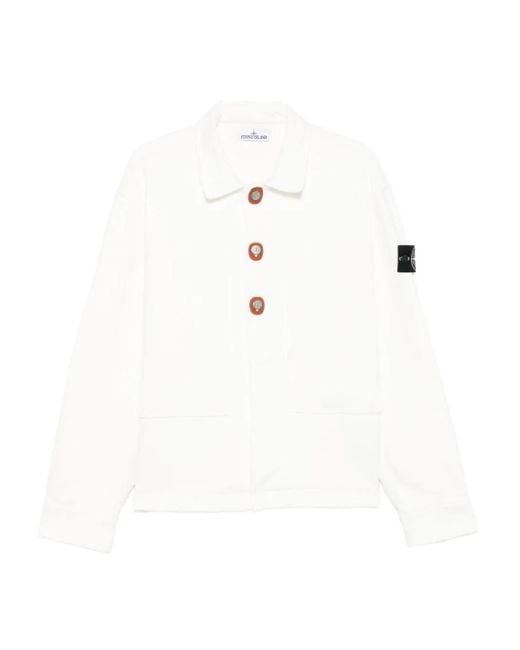 Stone Island White Compass-Badge Jacket for men