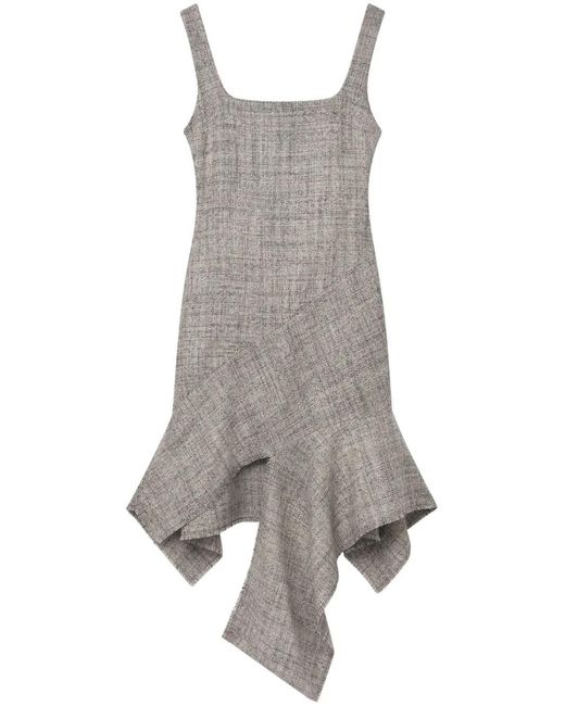 Stella McCartney Gray Wool Mouline Asymmetric Dress