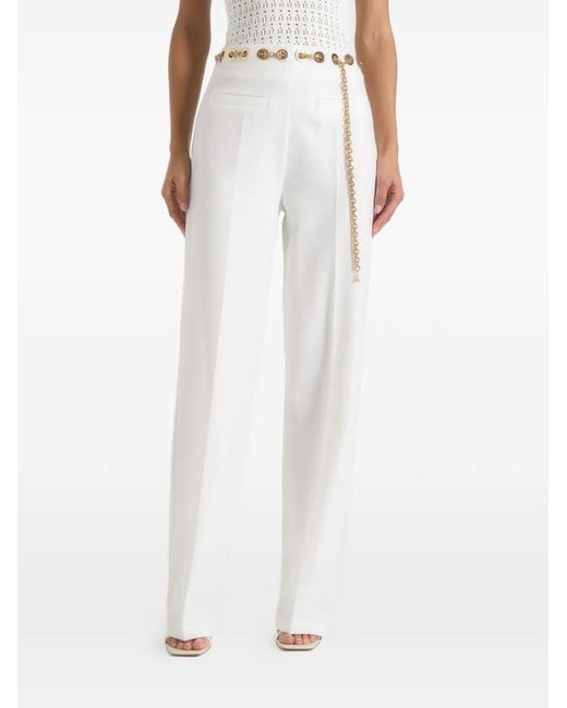 Manière De Voir White Perrine Hardware Detail Belted Trousers