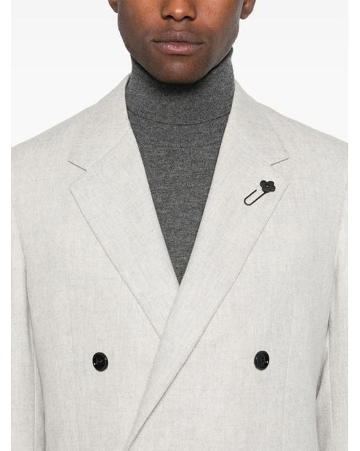 Lardini White Logo-Brooch Suit for men