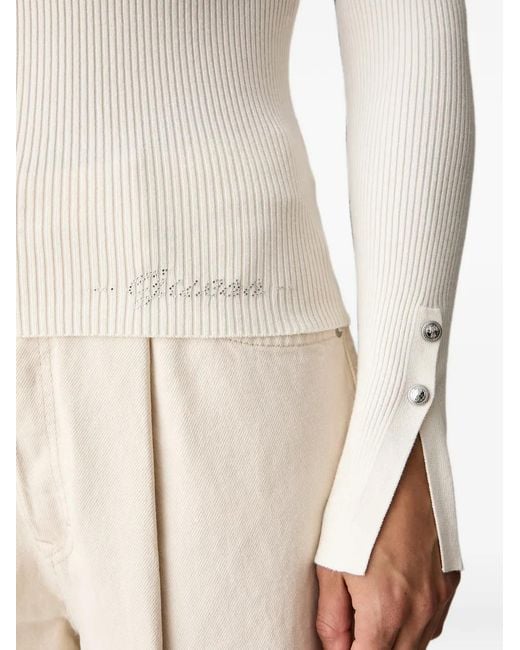 Guess Natural Ellie Ribbed Button-Cuff Sweater