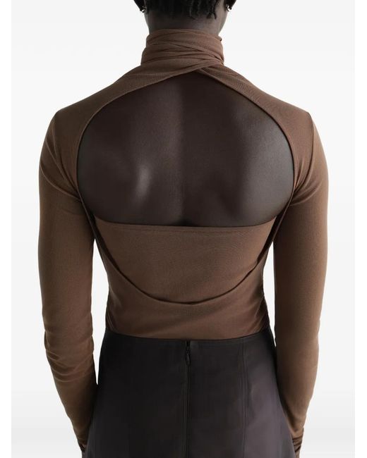 Lemaire Brown Cut-Out Pussy-Bow Top