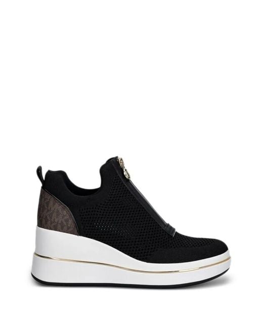 MICHAEL Michael Kors Black Emmy Zip Monogram Sneakers