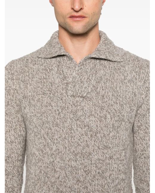 Zanone Gray Marl-Knit Sweater for men