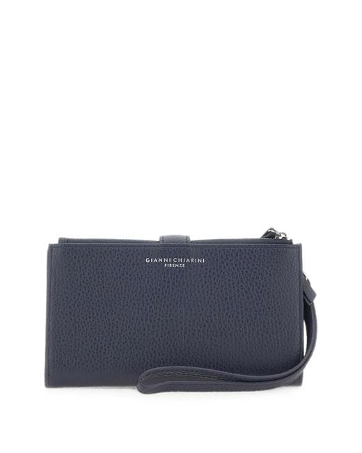 Gianni Chiarini Blue Dollaro Pebbled Leather Wallet