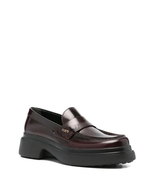Tod's Black Leather Platform Loafers