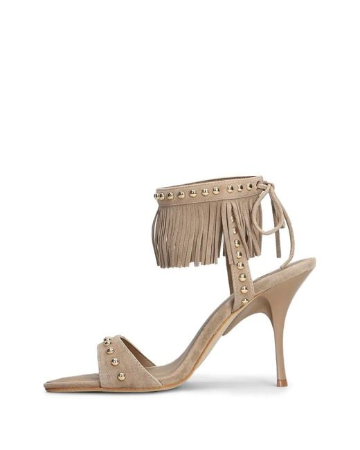 Marc Ellis White Fringed Stud-Embellished Sandals