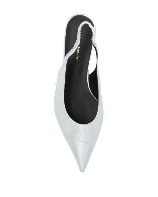Proenza Schouler White Pointed-toe Leather Ballerina Shoes