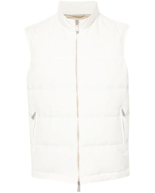 Eleventy White Wool-blend Quilted Gilet for men