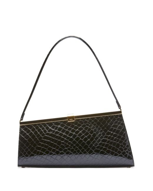 N°21 Black Jeanne Crocodile-embossed Shoulder Bag