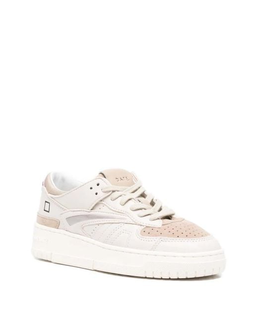 Date White Panelled Leather Sneakers